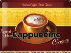 Metalowy plakat szyld blacha tin signs reklama Tu podajemy kawę Capuccino Classic Prezent