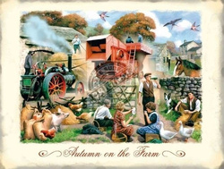 Metalowy plakat reklamowy blacha tin sign 40x30 cm Jesień na farmie Prezent