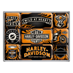 Zestaw 9 metalowych magnesów na lodówkę Harley Davidson Wild At Heart