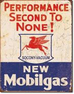 Metalowy szyld plakat reklamowy blacha tin sign USA Nowe paliwo Mobil. Niezrównana wydajność Prezent