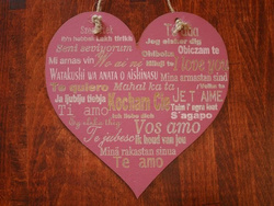 Drewniana zawieszka serce  23X23 cm Kocham Cię