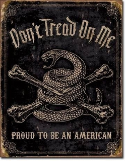 Metalowy plakat reklamowy blacha tin sign USA Nie zadzieraj ze mną. Jestem dumny z bycia Amerykaninem.