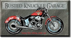 Metalowy szyld plakat reklamowy blacha tin sign USA Serwis motocyklowy Busted Knuckle
