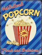Metalowy plakat reklamowy blacha tin sign 30x40 cm Gorący Popcorn. Smaczny i świeży
