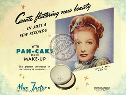 Metalowy plakat reklamowy blacha tin sign Puder Max Factor tworzy niepowtarzalne piękno w kilka minut Prezent