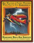 Metalowy szyld plakat reklamowy blacha tin sign USA Firma lotnicza Braci Kahonee. Latamy w każdą pogodę.