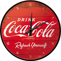Metalowy zegar ścienny Coca-Cola w butelkach