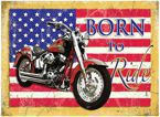 Metalowy plakat reklamowy blacha tin sign Urodzony do jazdy motocyklem Prezent