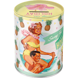 Metalowa skarbonka 10x13 cm Zbieram na wakacje