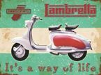 Metalowy plakat reklamowy blacha tin sign 40x30 cm Skuter Lambretta.Sposób na życie