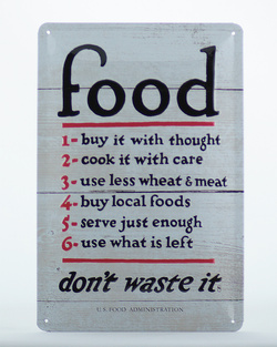 Jedzenie. Nie marnuj go. Metalowy plakat reklamowy 20x30 cm