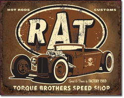 Metalowy plakat reklamowy blacha tin sign USA Rat Rod Salon Braci Torque Prezent  #1783