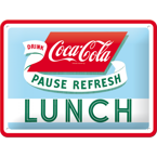 Metalowy plakat mały szyld tin sign Coca-Cola orzeźwi twój lunch