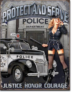 Metalowy plakat reklamowy blacha tin sign USA Policja służy i chroni Prezent #1721
