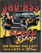 Metalowy szyld plakat reklamowy blacha tin sign USA Bad Ass Speed Shop
