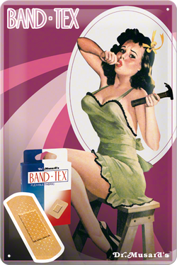 Metalowy szyld blacha tin signs pin-up girl  plastry Band-tex Prezent