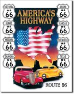 Metalowy plakat reklamowy blacha tin sign USA America's Highway Prezent #605