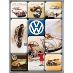 Zestaw 9 metalowych magnesów na lodówkę Volkswagen Garbus