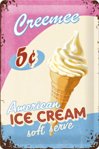 Metalowy szyld blacha tin signs reklama z USA Tu serwujemy amerykańskie lody  Prezent