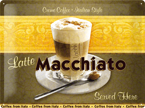 Metalowy plakat szyld blacha tin signs reklama Tu podajemy kawę Latte Macchiato Prezent
