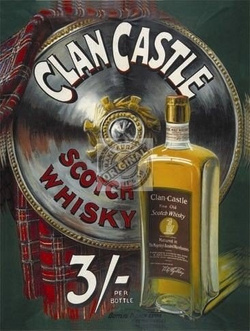 Metalowy plakat reklamowy blacha tin sign Szkocka Whiskey Clan Castle .  Prezent