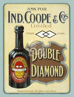 Metalowy plakat reklamowy blacha tin sign Zapytaj o piwo Double Diamond .  Prezent
