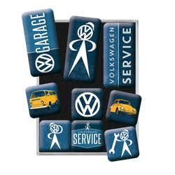 Zestaw 9 metalowych magnesów na lodówkę VW Service