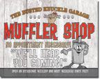 Metalowy szyld plakat reklamowy blacha tin sign USASklep Motoryzacyjny Muffler Shop