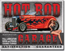 Metalowy plakat reklamowy blacha tin sign USA pin up girl Hot Rod Garage satysfakcja gwarantowana Prezent # 1626