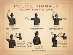 Metalowy retro plakat blacha tin sign 40x30 cm Typowe sygnały brytyjskiego ulicznego policjanta