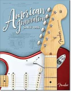 Metalowy szyld plakat reklamowy blacha tin sign USA Gitary Fender